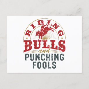 Riding Bulls and Punching Fools Postcard