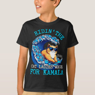 Riding Cat Ladies Blue Wave For Kamala Harris Pres T-Shirt
