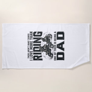 Riding Dad Vintage Engraving Motocross Quote Desig Beach Towel