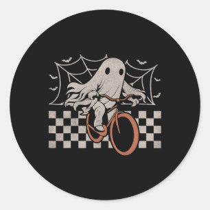 Riding Ghost Bicycle Halloween Costume Ghoul Biker Classic Round Sticker