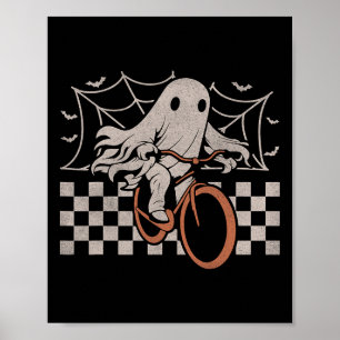 Riding Ghost Bicycle Halloween Costume Ghoul Biker Poster
