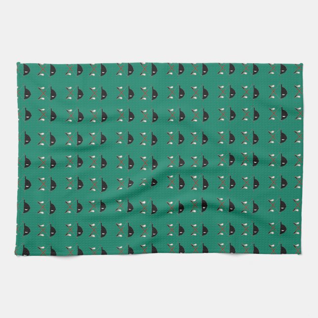 Riding hat and crossed crops kitchen towel (Horizontal)