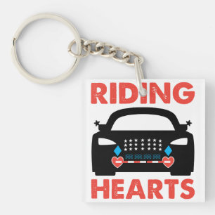 Riding Hearts bold car design Keychain
