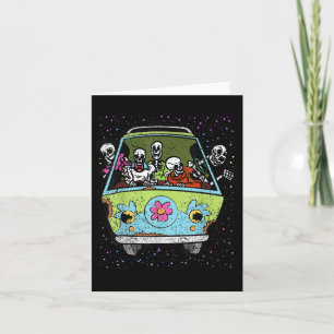 Riding Hippie Van Halloween Costume Retro Bones  Card