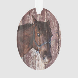 Riding horse brown looking at me with his eyes  ornament