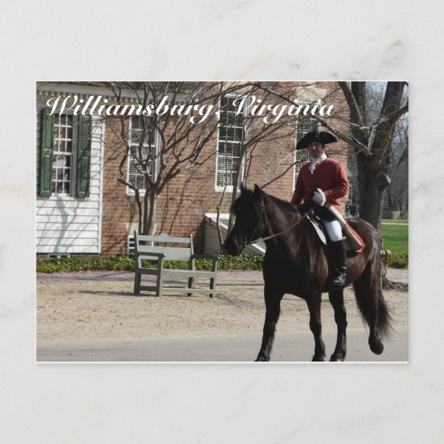 Riding horses in Colonial Williamsburg Postcard (Front)