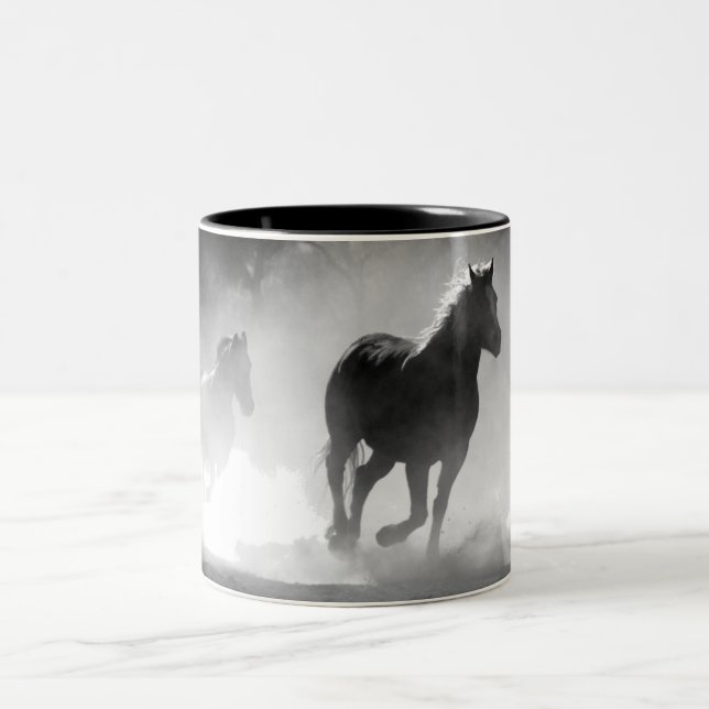RIDING HORSES RUNNING  Two-Tone COFFEE MUG (Center)