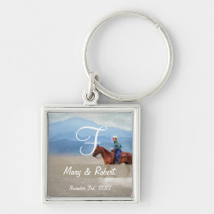 Riding in the Desert Monogram Keychain