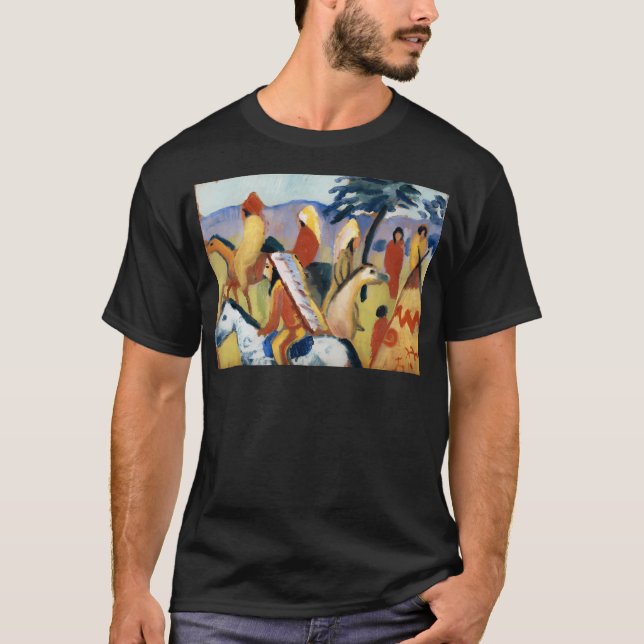 Riding Indians At The Tent By August Macke T-Shirt (Front)