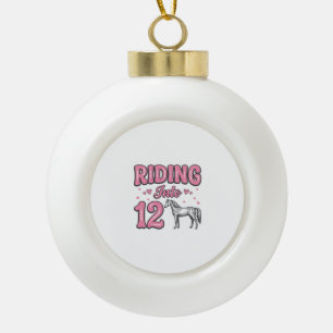 Riding Into 12 Horse Birthday Vector Design_1 Ceramic Ball Christmas Ornament