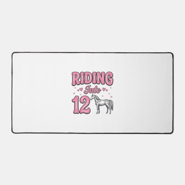 Riding Into 12 Horse Birthday Vector Design_1 Desk Mat (Front)