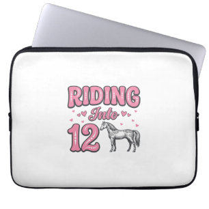 Riding Into 12 Horse Birthday Vector Design_1 Laptop Sleeve