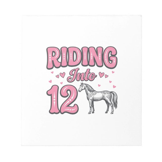 Riding Into 12 Horse Birthday Vector Design_1 Notepad (Front)