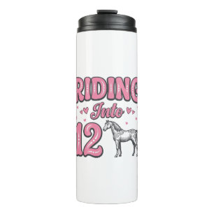 Riding Into 12 Horse Birthday Vector Design_1 Thermal Tumbler