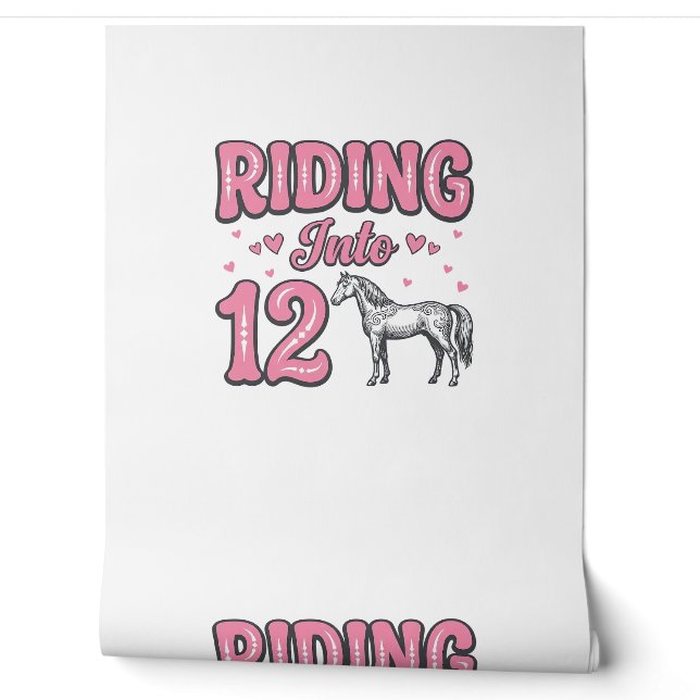 Riding Into 12 Horse Birthday Vector Design_1 Wallpaper (Unrolling)
