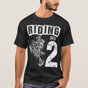 Riding Into 2 Years Old 2nd Birthday Boy Dirt Bike T-Shirt