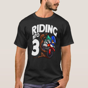 Riding Into 3 Birthday Dirt Bike Boy Motocross Bir T-Shirt
