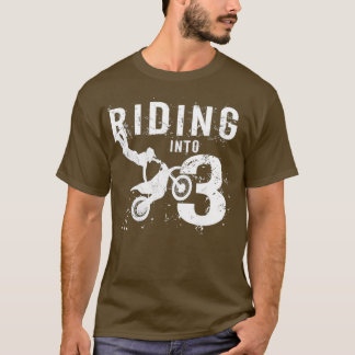 Riding Into 3 Years Old 3rd Birthday Boy Dirt T-Shirt