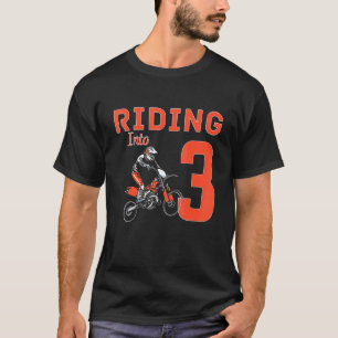 Riding Into 3th Birthday Party Motocross 3 Years D T-Shirt