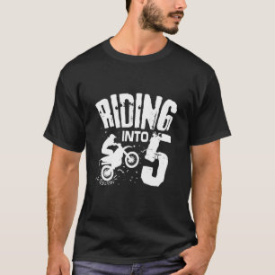 Riding Into 5 Funny Dirt Bike Fifth Birthday Biker T-Shirt