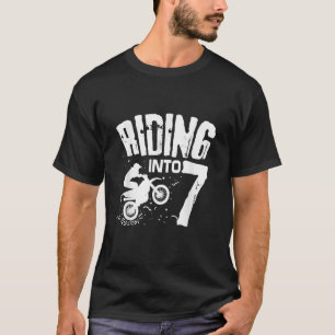 Riding Into 7 Funny Dirt Bike seventh Birthday Bik T-Shirt