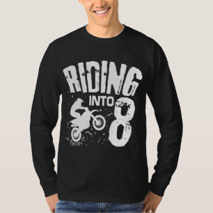 Riding Into 8 Funny Dirt Bike eighth Birthday Bike T-Shirt