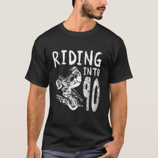 Riding Into 90th Birthday Boy Dirt Bike Party 90 Y T-Shirt