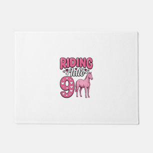 Riding Into 9 Horse Birthday Girl Vintage Shirt De Doormat