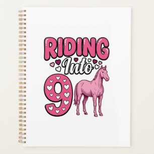 Riding Into 9 Horse Birthday Girl Vintage Shirt De Planner