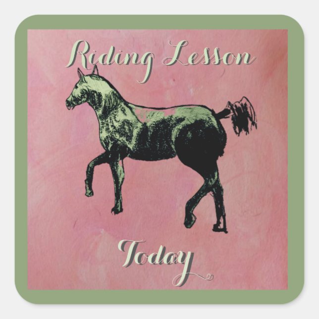 riding lesson today square sticker (Front)