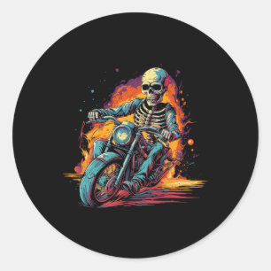 Riding Motorcycle Halloween Costume Biker  Classic Round Sticker