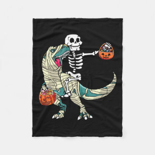 Riding Mummy Dinosaur T Rex Halloween Funny Pumpki Fleece Blanket