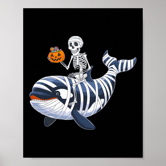 Riding Mummy Orca Halloween Candy Whale  Poster (Front)