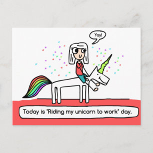 Riding my unicorn postcard
