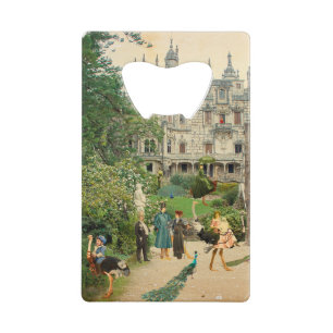 Riding ostrich in A Regaleira (Port) Credit Card Bottle Opener