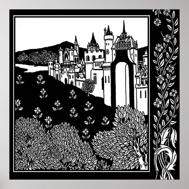 “Riding Out From The Abbey” by Aubrey Beardsley Poster (Front)