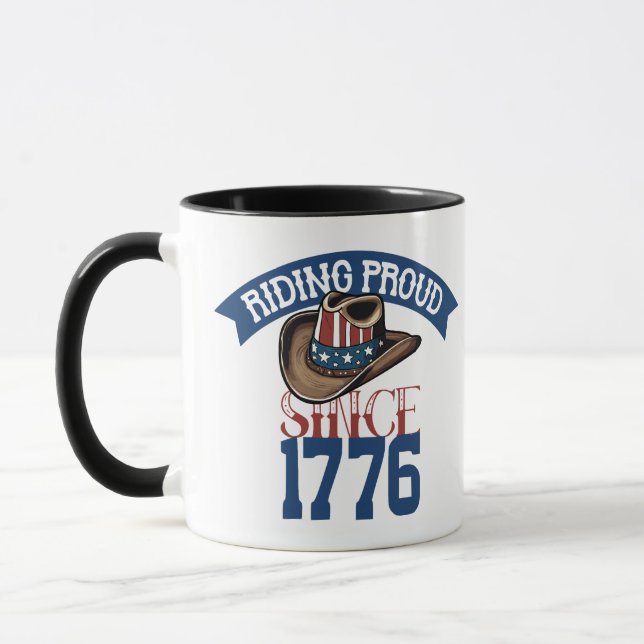 Riding Proud Since 1776 with Stars and Stripes Mug (Left)