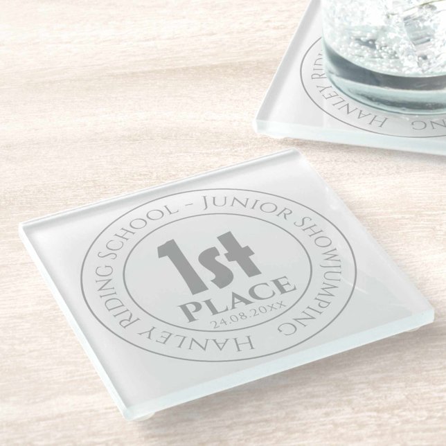 Riding School Showjumping 1st Prize Trophy Award Glass Coaster (Creator Uploaded)