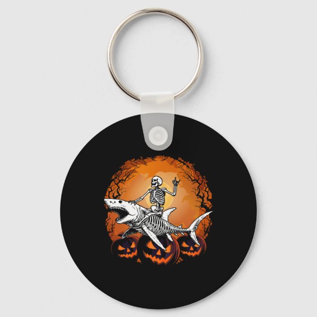 Riding Shark Lazy Halloween Costume Funny Animal  Keychain (Front)