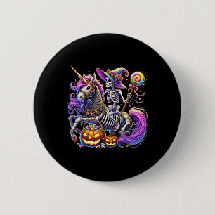 Riding Skeleton Unicorn Halloween Costume  2 Inch Round Button