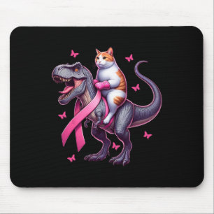 Riding T Rex Dinosaur. Breast Cancer Awareness Mouse Pad