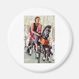 Riding the Carousel with Mom Magnet