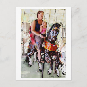Riding the Carousel with Mom Postcard