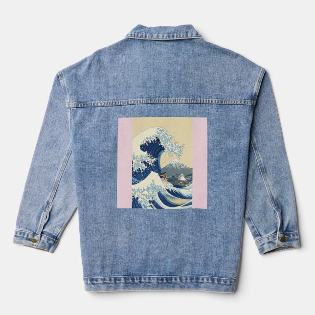 Riding the Great Wave Denim Jacket (Back)