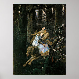 Riding the Grey Wolf Fantasy Art Poster Print