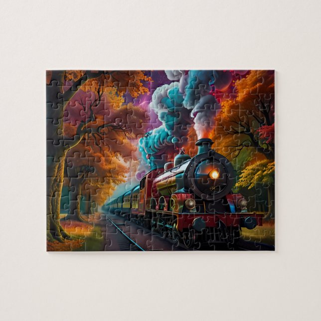 Riding the Rails: Vintage Steam Train Jigsaw Puzzle (Horizontal)