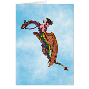 Riding the Rainbow Dragon Greeting Card
