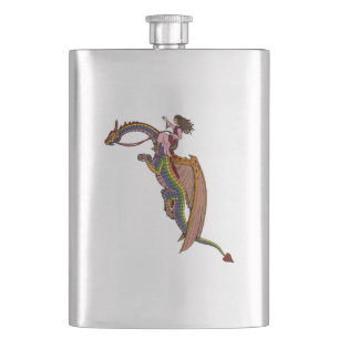 Riding the Rainbow Dragon Hip Flask