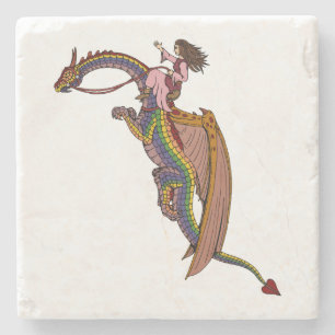Riding the Rainbow Dragon Stone Coaster