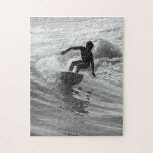 Riding The Wave Grayscale Jigsaw Puzzle